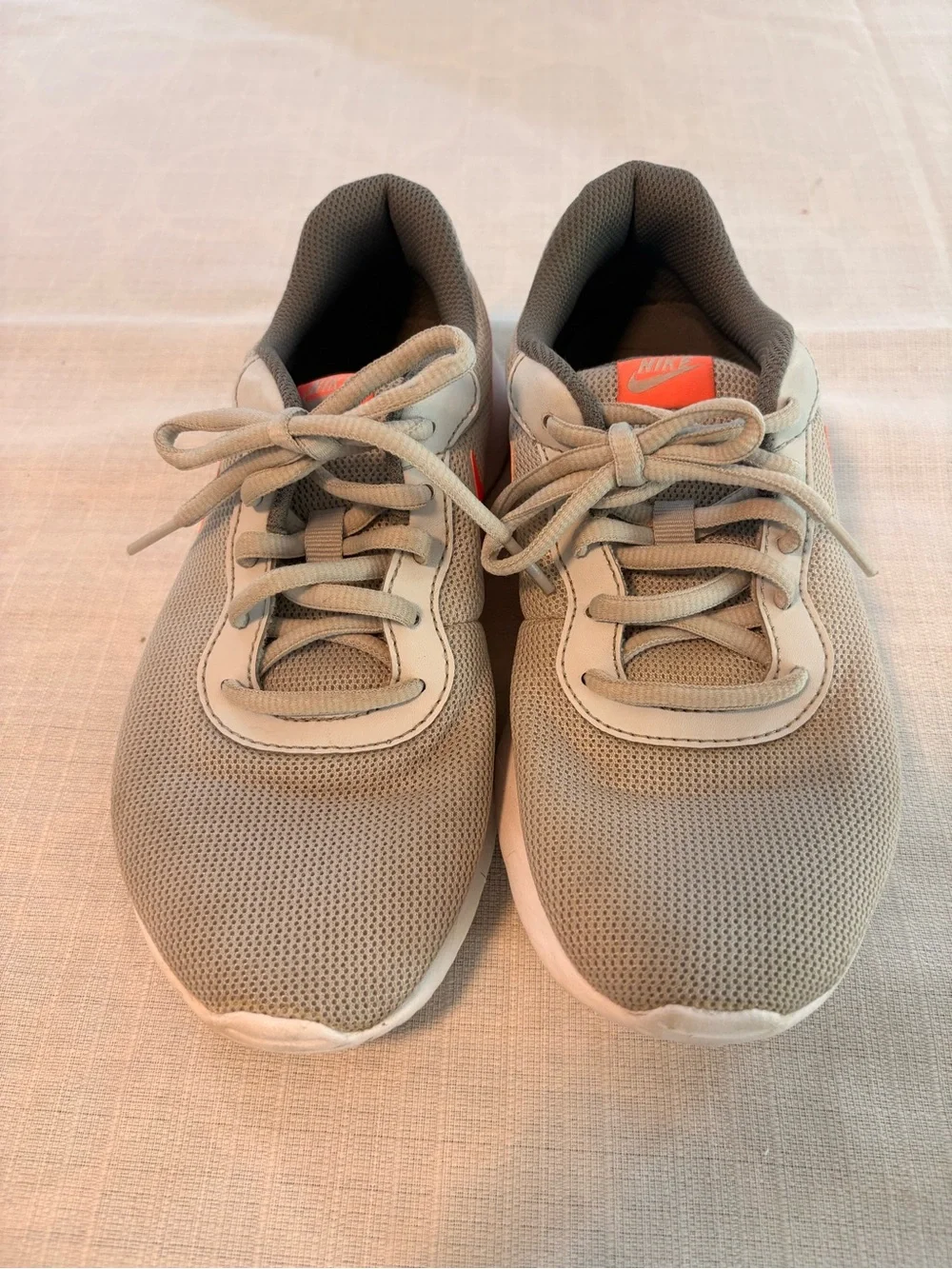 Nike Kids Gray Sneakers with Bright Coral Swoosh